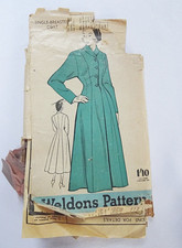 Vintage Sewing Pattern 1940s WW2 Era Weldons Single Breast Coat Ladies 34" Bust