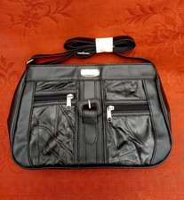 New ** Moda Nova Smart Black Ladies Leather Mix Shoulder Bag