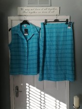 NWT MACKAYS PARA LADIES SZ18 BLUE 2 PIECE SUIT BLOUSE/TOP & Elasticated SKIRT 
