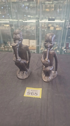 Pair african figurine carvings - african,