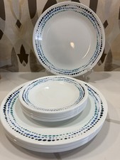 Corelle Classics Ocean Blues 8 PC Set 4 Dinner Plates 4 Bread Plates EUC