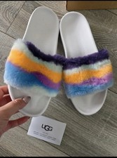 UGG Royale Mural Slides Women’s Size Uk 5 US 7EU 38 – Rainbow Fur Sandals 