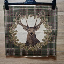 Dunelm Grey Stag Deer Hunting Style Cushion Covers Pair Rustic Zip Close