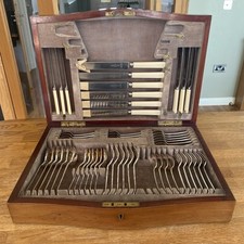 Joseph Rodgers & Sons EPNS George V 6 Place Canteen Cutlery In Oak Box 52 Pieces