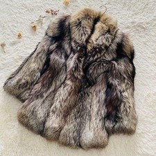 Saga Fox fur coat Brown silver