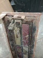 Antique Cast Iron leaded Stained Window and complete with frame