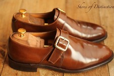 Loake Shoemaker Brown Leather Monk Brass Buckle Shoes Men's UK 8.5 F US 9.5