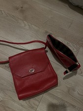 Lulu Guinness Small Valentina Crossbody Bag - Red Leather with Makeup Bag - NEW