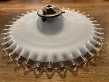Vintage French White Glass Frilly Coolie Light Shade diameter 25cm