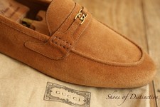 Gucci Tan Suede Brass GG Bit