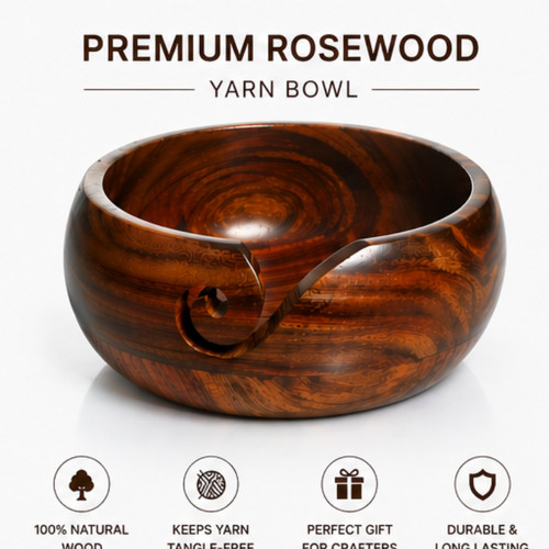 Wooden yarn bowl - wooden, 6”