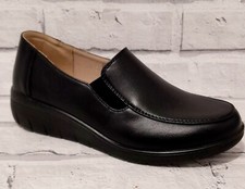 Ladies Comfort Shoes Slip On Wedge Elastic Gussets Womens Black Casual Shoe Size