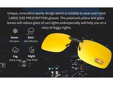 Clip On Flip Up Night Driving Anti Glare Glasses Polarised  - Ultra Light Weight