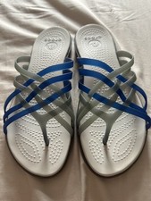 Crocs Huaraches strappy flat sandals Summer Shoes W9 Uk 6/7 Blue & Grey 