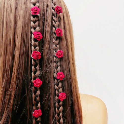 Hair braids beads red - braids,