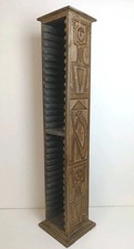 Vintage Hand Carved Ethnic CD Storage Shelves Rack Tower Boho 30 CDs 