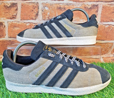 VINTAGE 2011 ADIDAS ORIGINALS GAZELLE TRAINERS SIZE 9 BLACK SUEDE MICRO GINGHAM