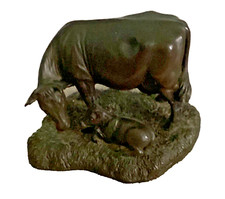 Genesis Fine Arts Cow and Calf  Bronze Sculpture Collectors item Rare