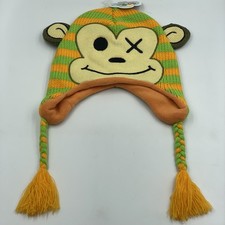 Monkey Beanie Knit Laplander Hat • Adult Size • Cute • New