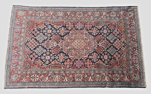 7ft 4ft antique c1900 rug - x,