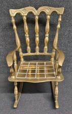Vintage Heavy Brass Rocking Chair- Teddy Bear Dolls Display Chair