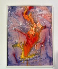 Vibrant Fire&Amethyst Abstract Art - Handmade Fluid Painting -