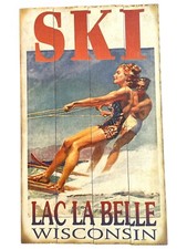 Retro water ski couple - water,
