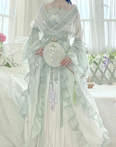 Green hanfu dress women - green,