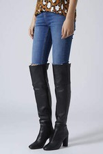 TOPSHOP 'collide' over the knee thigh high leather boots uk 4 eu 37 us 6.5 (25)