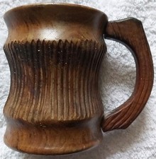 Vintage Carved Wooden Tankard