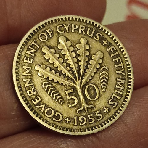 1955 cyprus mils - 50, coin