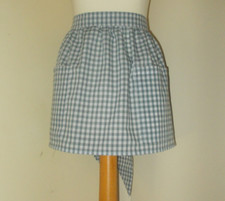 Grey Gingham (Short / Mini Length) Vintage Style Half / Waist Apron/Pinny