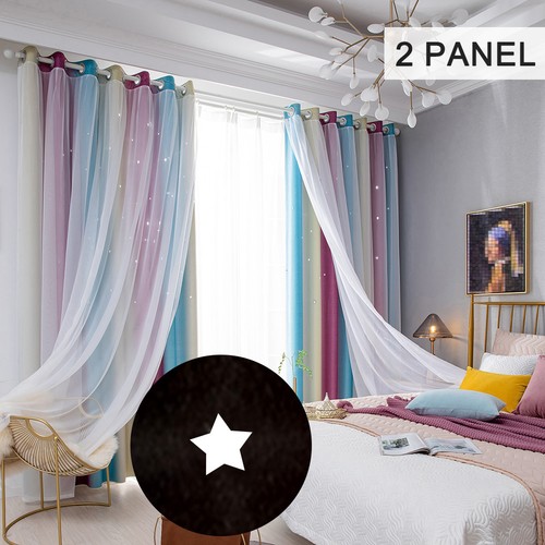 2pcs star curtains blackout - star,