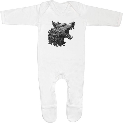 Heraldic wolf baby sleepsuit - wolf',