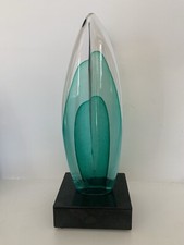 Hand Made solid coloured Glass on marble Statuette unknown artist 