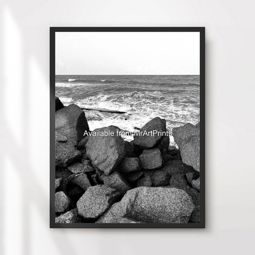 Black and white beach art - black,