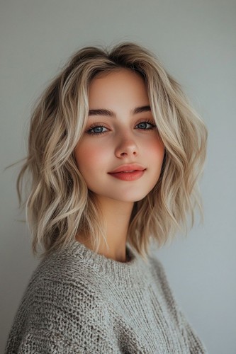 Short light golden blonde - light, wave