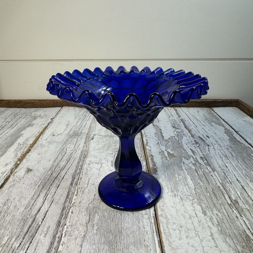 Cobalt blue glass - glass, pedestal