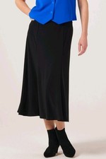 Kim & Co Deluxe Brazil Jersey Midi Godet Skirt, Black, Size XS