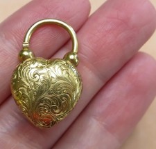Antique 14k Gold Heart-Shaped Padlock Clasp – Ornately Engraved
