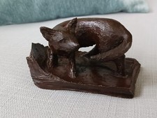 Vintage Fox Sculpture Bronze Effect