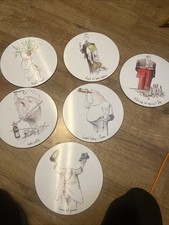 Rare … Ronald Searle Round Vintage Wine Speak Place Mats X6