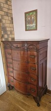 Antique Mahogany Bow Front Chest of Drawers – Carved Detail, Claw Feet, c.1900