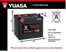 Battery fits NISSAN 200SX LARGO 280ZX MURANO SERENA STANZA Yuasa 005R