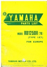YAMAHA RD125DX (TYPE 1E7) EURO SPEC'76 FACTORY PARTS CATALOGUE (HANDBOOK FORMAT)