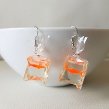 Cute Koi Fish Goldfish In A Bag Novelty Drop Dangle Gift Costume Earrings
