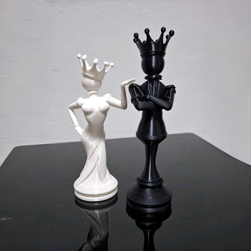 Black and white chess couple - white,