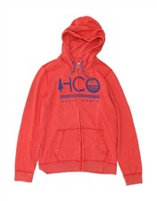HOLLISTER Mens Graphic Zip Hoodie Sweater Large Red Cotton AS04