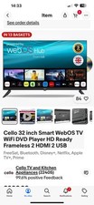 Cello Frameless 32 inch Smart LED TV Ultrafast WebOS with Freeview 32 withCD inc