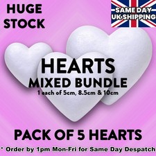Polystyrene Valentine LOVE HEARTS 1 each of 50, 85, 110mm